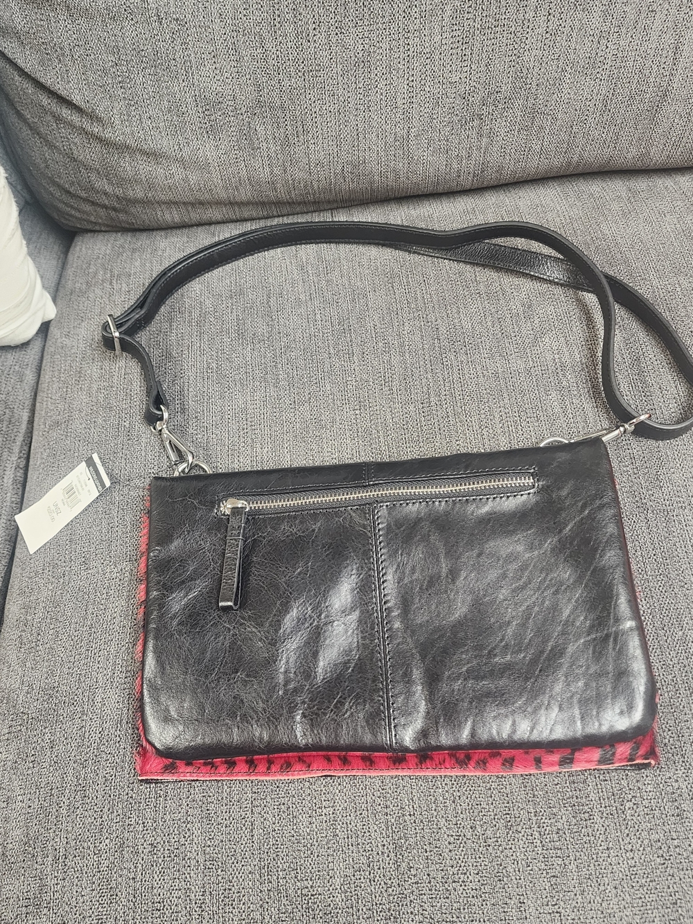 Wilsons Leather Black Leather Crossbody with Red Accent Trim